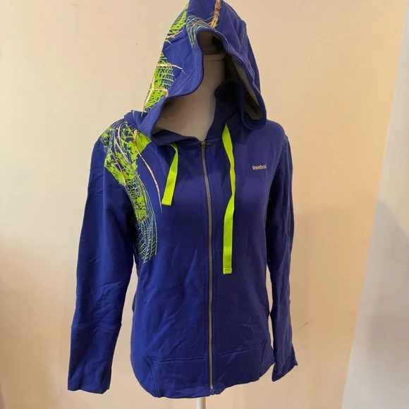Reebok Blue and Green Athletic Jacket with Hood - Picture 8 of 8